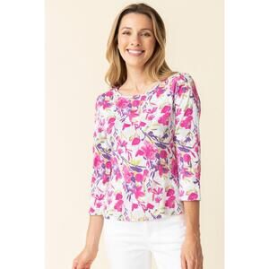 Cozy Rib Floral Everyday Tee - Berry